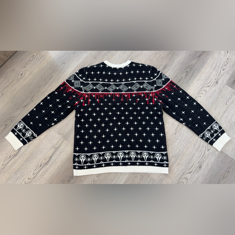 NEW SCREAM Ghost Face Horror Movie Ugly Christmas Sweater Size XL NEW RARE - Picture 6 of 9